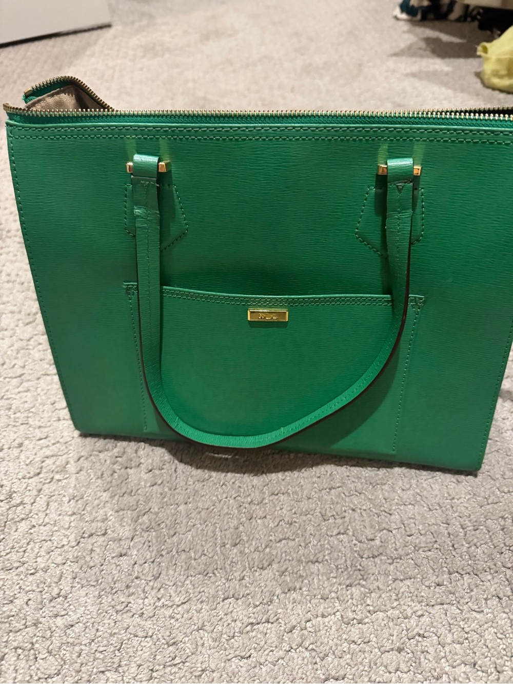 Green Structured Tote Handbag by Ralph Lauren